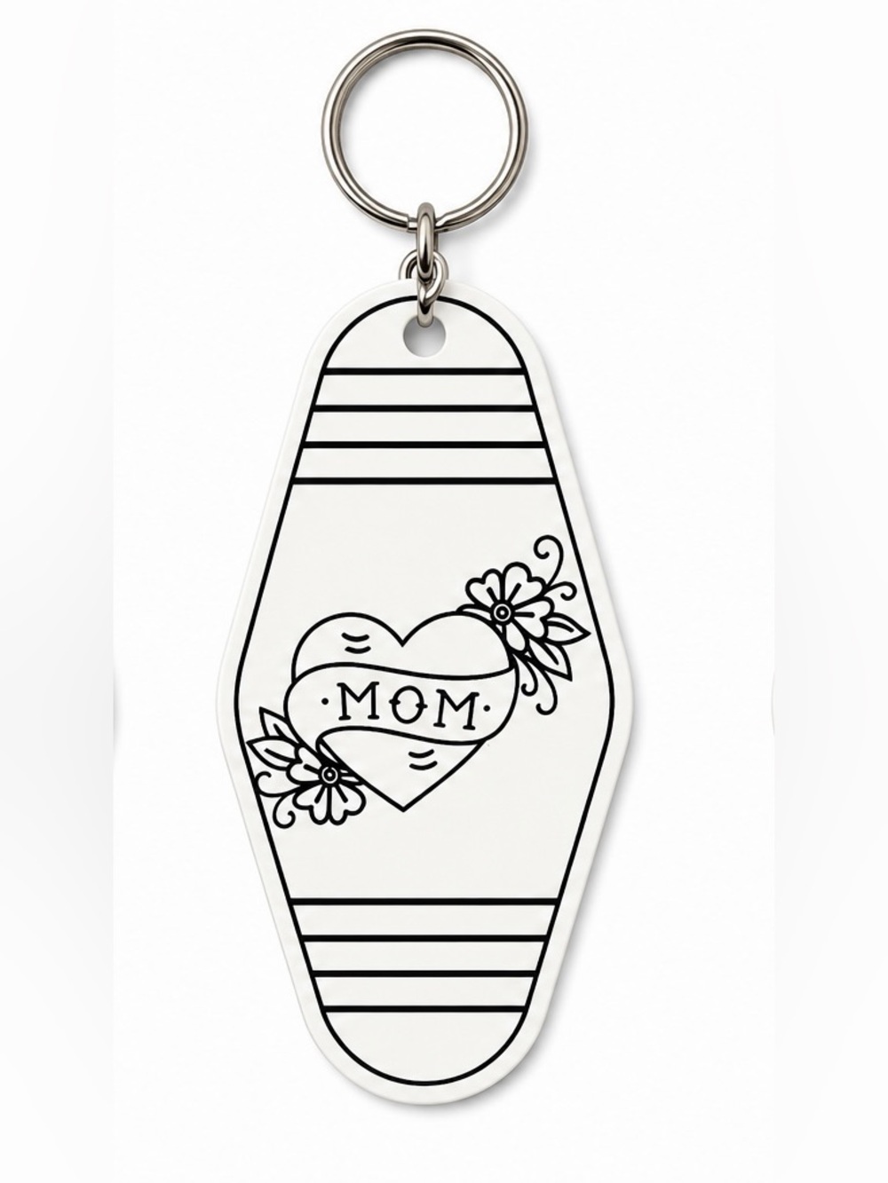 2/$25 Mom tattoo Heart Motel Keychain 3D Printed Retro Key Tag